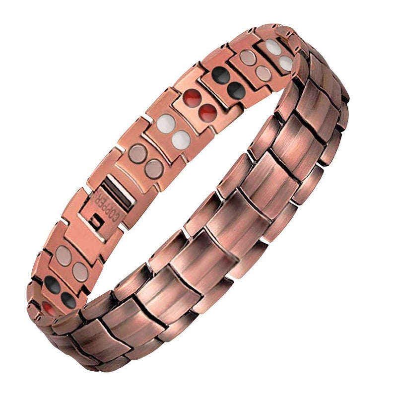 JFUME Pure Copper Magnetic Bracelets for Men, 2 Rows Magnetic Bracelet, Father's Day Gift with Link Remove Tool 8.5" Adjustable, Gift for Men - Image 1